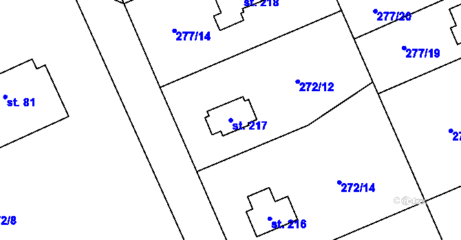 Parcela st. 217 v KÚ Horní Bradlo, Katastrální mapa