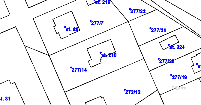 Parcela st. 218 v KÚ Horní Bradlo, Katastrální mapa