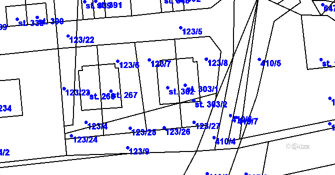 Parcela st. 302 v KÚ Horní Bradlo, Katastrální mapa