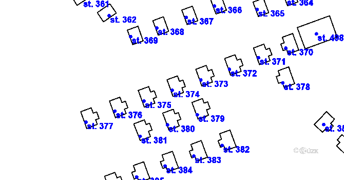 Parcela st. 374 v KÚ Horní Bradlo, Katastrální mapa