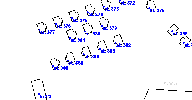 Parcela st. 383 v KÚ Horní Bradlo, Katastrální mapa