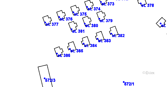 Parcela st. 384 v KÚ Horní Bradlo, Katastrální mapa