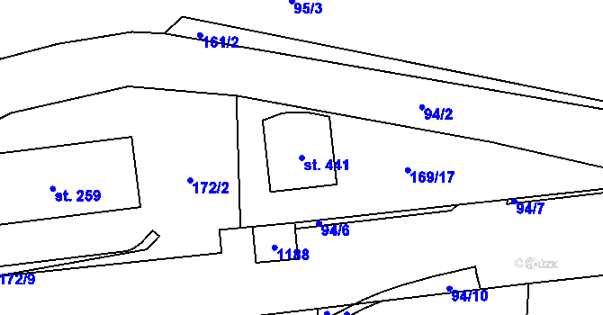 Parcela st. 441 v KÚ Horní Bradlo, Katastrální mapa