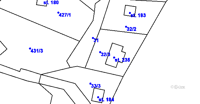 Parcela st. 32/3 v KÚ Horní Bradlo, Katastrální mapa