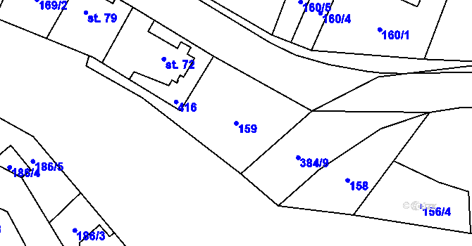 Parcela st. 159 v KÚ Horní Bradlo, Katastrální mapa