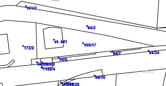 Parcela st. 169/17 v KÚ Horní Bradlo, Katastrální mapa