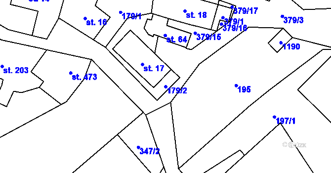 Parcela st. 179/2 v KÚ Horní Bradlo, Katastrální mapa