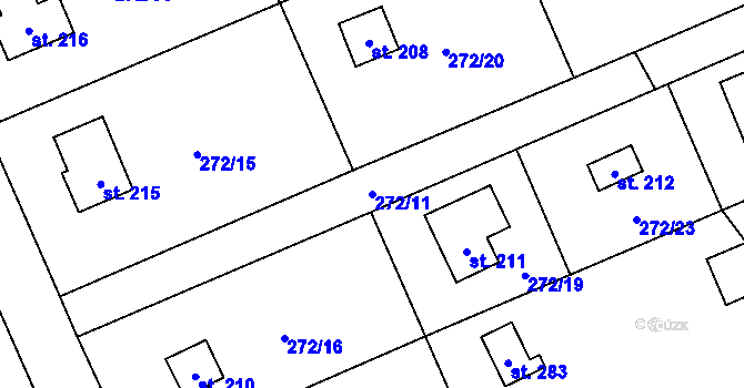 Parcela st. 272/11 v KÚ Horní Bradlo, Katastrální mapa