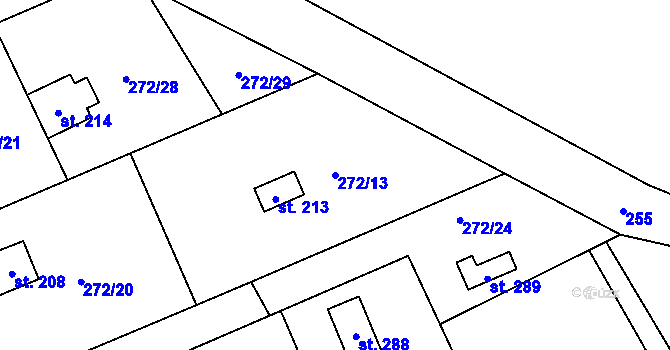 Parcela st. 272/13 v KÚ Horní Bradlo, Katastrální mapa