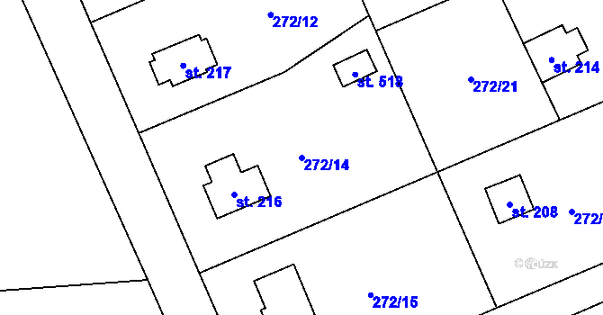 Parcela st. 272/14 v KÚ Horní Bradlo, Katastrální mapa