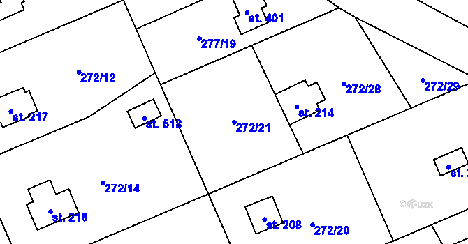 Parcela st. 272/21 v KÚ Horní Bradlo, Katastrální mapa