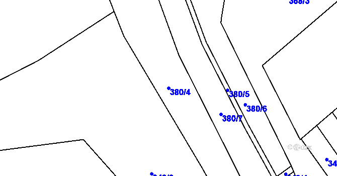 Parcela st. 380/4 v KÚ Horní Bradlo, Katastrální mapa