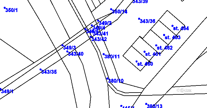 Parcela st. 380/11 v KÚ Horní Bradlo, Katastrální mapa
