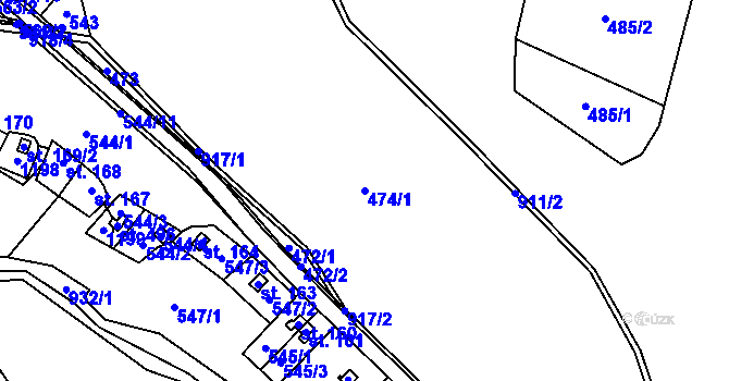 Parcela st. 474/1 v KÚ Horní Bradlo, Katastrální mapa