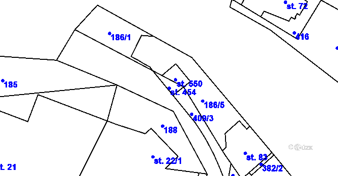 Parcela st. 454 v KÚ Horní Bradlo, Katastrální mapa