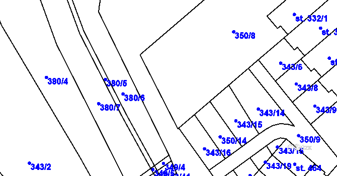 Parcela st. 350/13 v KÚ Horní Bradlo, Katastrální mapa