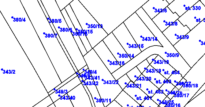 Parcela st. 350/14 v KÚ Horní Bradlo, Katastrální mapa