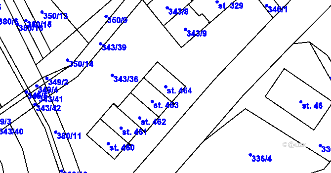 Parcela st. 464 v KÚ Horní Bradlo, Katastrální mapa