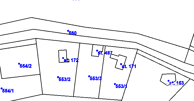 Parcela st. 487 v KÚ Horní Bradlo, Katastrální mapa