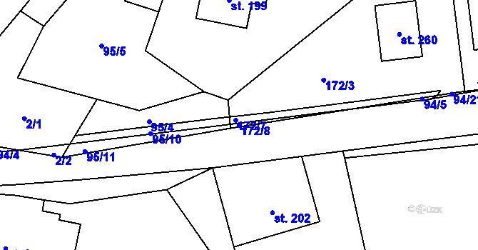 Parcela st. 172/8 v KÚ Horní Bradlo, Katastrální mapa