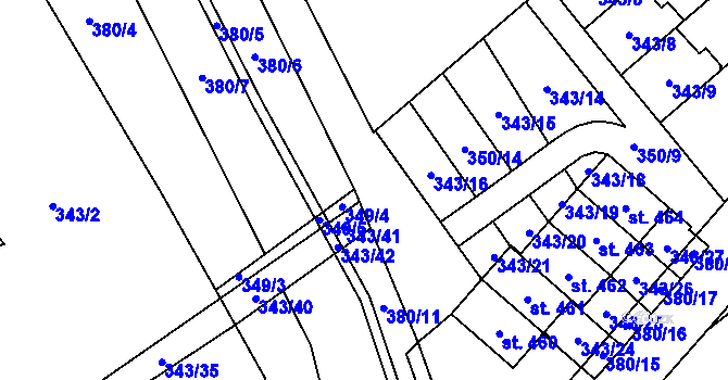 Parcela st. 349/2 v KÚ Horní Bradlo, Katastrální mapa