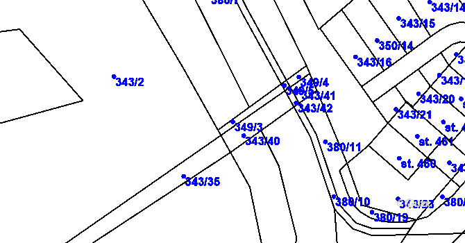 Parcela st. 349/3 v KÚ Horní Bradlo, Katastrální mapa
