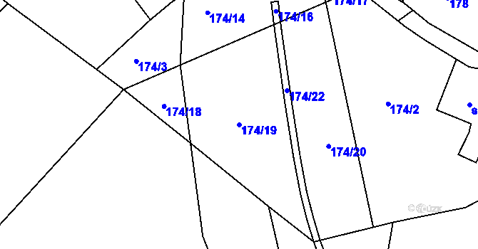 Parcela st. 174/19 v KÚ Horní Bradlo, Katastrální mapa