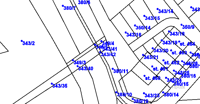 Parcela st. 343/42 v KÚ Horní Bradlo, Katastrální mapa