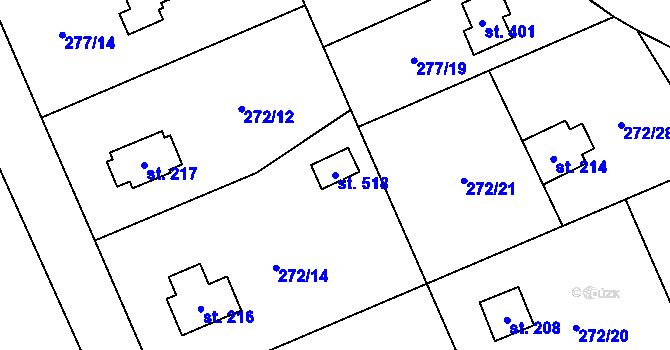 Parcela st. 518 v KÚ Horní Bradlo, Katastrální mapa