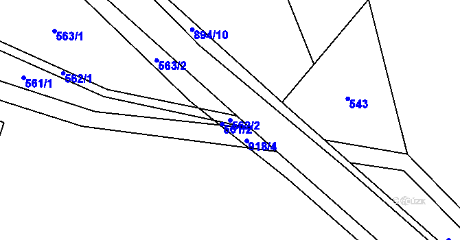 Parcela st. 562/2 v KÚ Horní Bradlo, Katastrální mapa