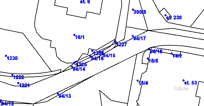 Parcela st. 94/15 v KÚ Horní Bradlo, Katastrální mapa