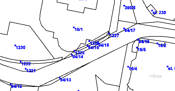 Parcela st. 94/16 v KÚ Horní Bradlo, Katastrální mapa