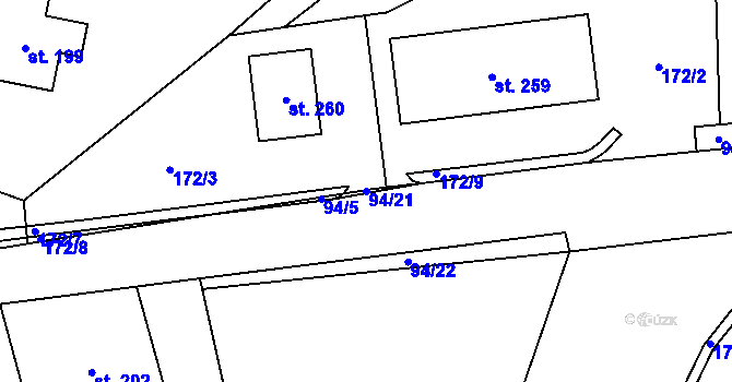 Parcela st. 94/21 v KÚ Horní Bradlo, Katastrální mapa