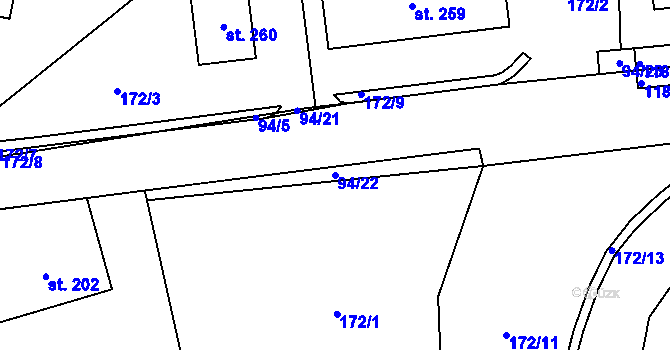 Parcela st. 94/22 v KÚ Horní Bradlo, Katastrální mapa