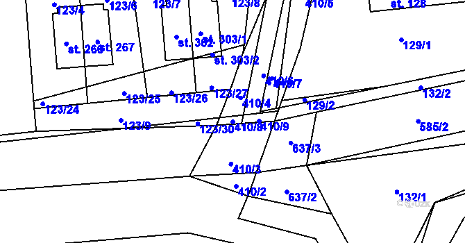 Parcela st. 410/8 v KÚ Horní Bradlo, Katastrální mapa