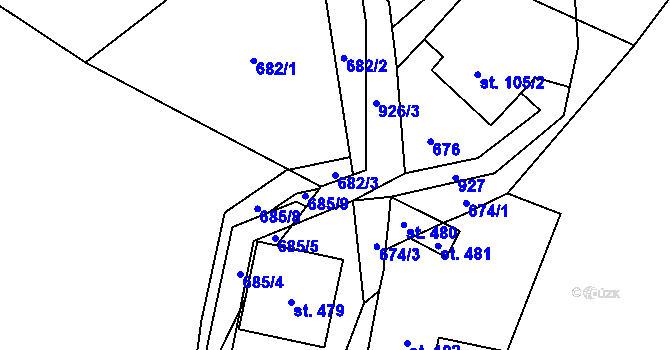 Parcela st. 682/3 v KÚ Horní Bradlo, Katastrální mapa