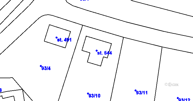 Parcela st. 544 v KÚ Horní Bradlo, Katastrální mapa