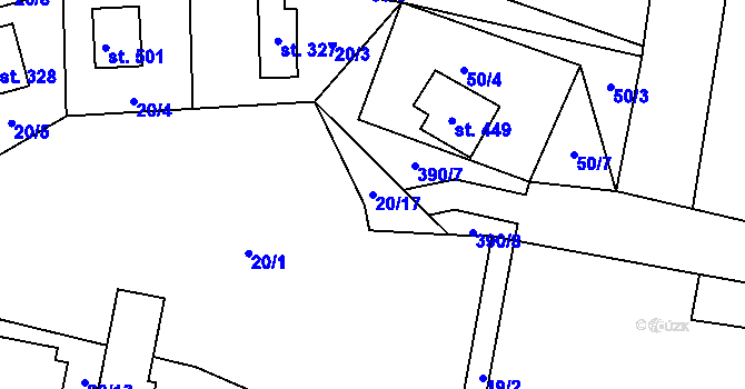 Parcela st. 20/17 v KÚ Horní Bradlo, Katastrální mapa