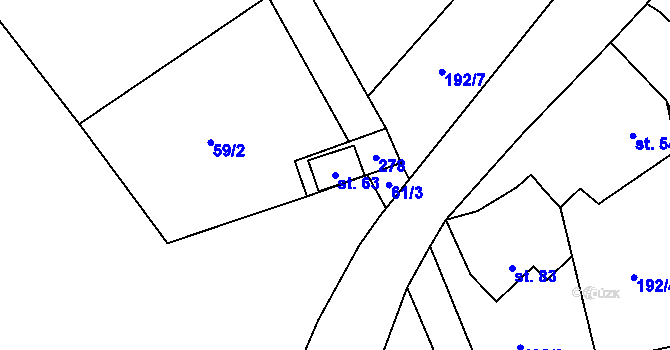 Parcela st. 63 v KÚ Lipka, Katastrální mapa
