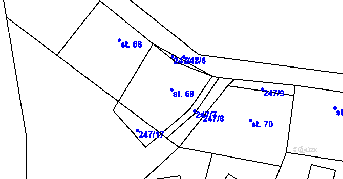 Parcela st. 69 v KÚ Lipka, Katastrální mapa