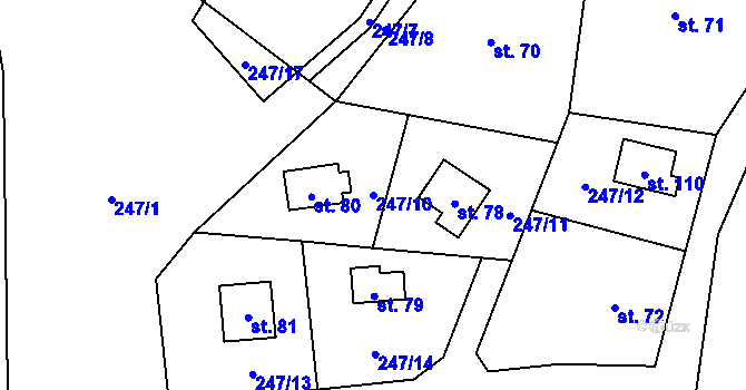 Parcela st. 247/10 v KÚ Lipka, Katastrální mapa