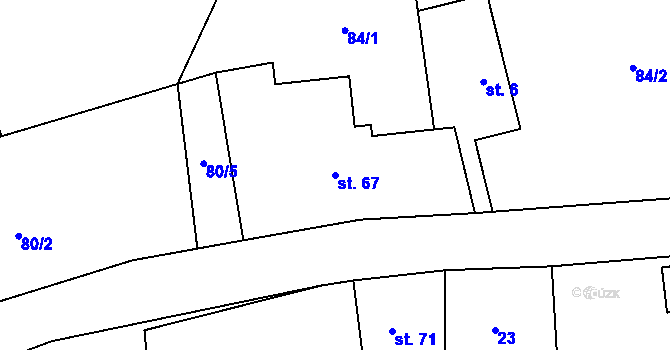 Parcela st. 67 v KÚ Travná u Horního Bradla, Katastrální mapa