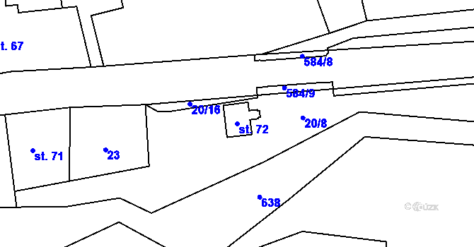 Parcela st. 72 v KÚ Travná u Horního Bradla, Katastrální mapa