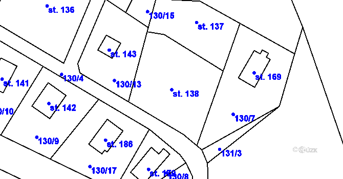 Parcela st. 138 v KÚ Travná u Horního Bradla, Katastrální mapa