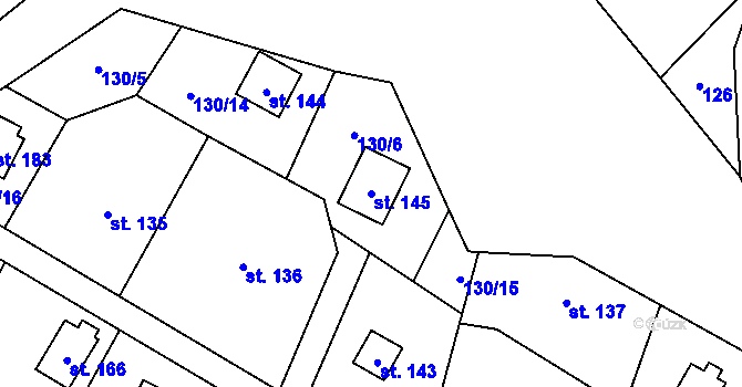 Parcela st. 145 v KÚ Travná u Horního Bradla, Katastrální mapa