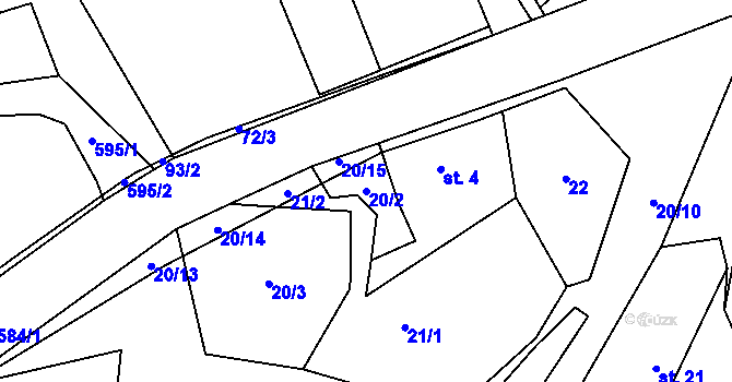 Parcela st. 20/2 v KÚ Travná u Horního Bradla, Katastrální mapa
