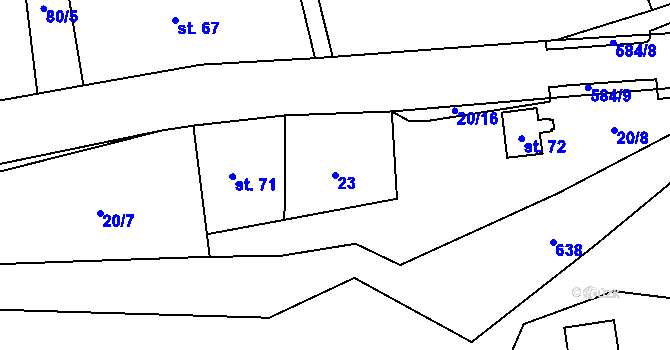 Parcela st. 23 v KÚ Travná u Horního Bradla, Katastrální mapa