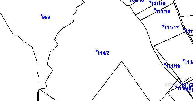 Parcela st. 114/2 v KÚ Travná u Horního Bradla, Katastrální mapa