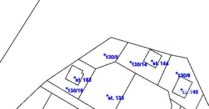 Parcela st. 130/5 v KÚ Travná u Horního Bradla, Katastrální mapa