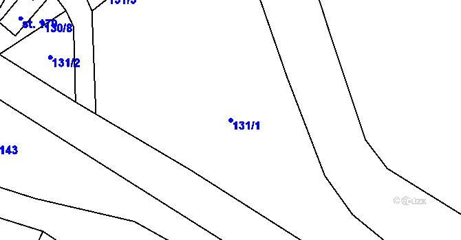 Parcela st. 131/1 v KÚ Travná u Horního Bradla, Katastrální mapa